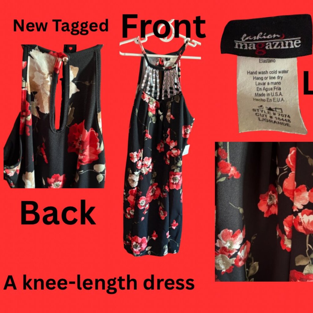Floral Dree Knee Length - L size - New Tagged